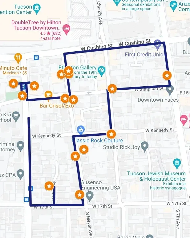 Barrio Viejo, Tucson, Arizona Itinerary Map